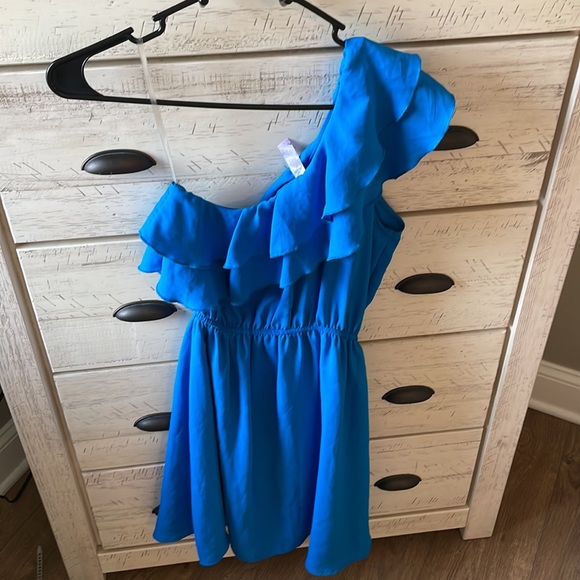 One shoulder Blue Dress - Picture 5 of 5